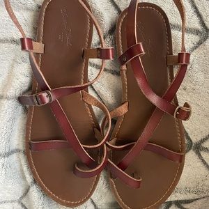 Brown leather strappy sandals